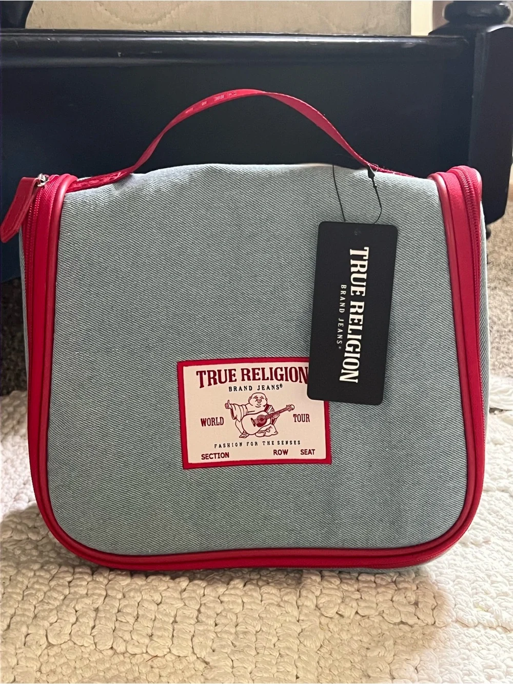 True Religion Light Blue and Red Men's Toiletry Kit